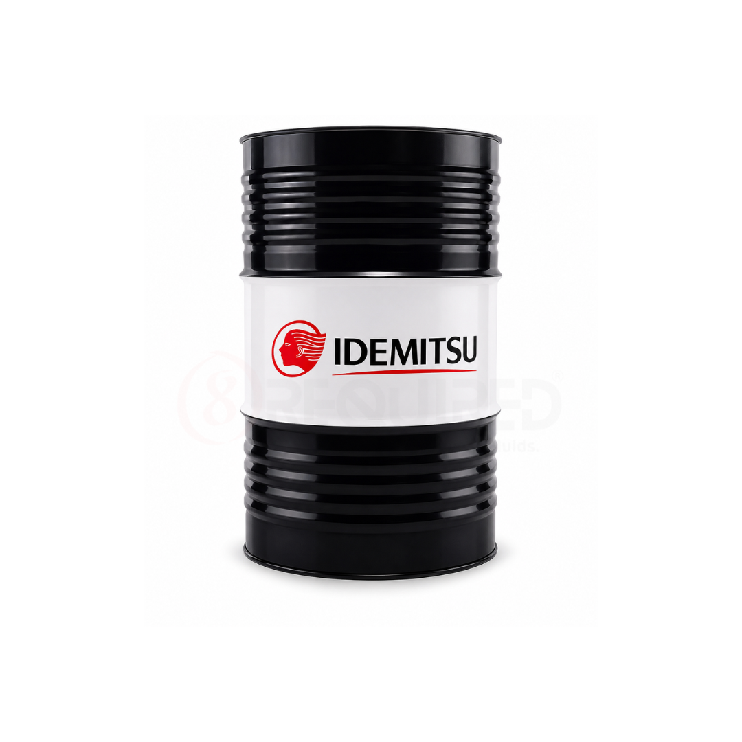Blue oil drum with IDEMITSU logo on a white background