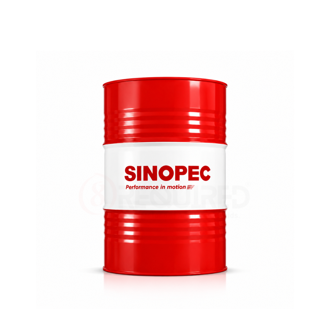 Red and white Sinopec oil drum on a white background