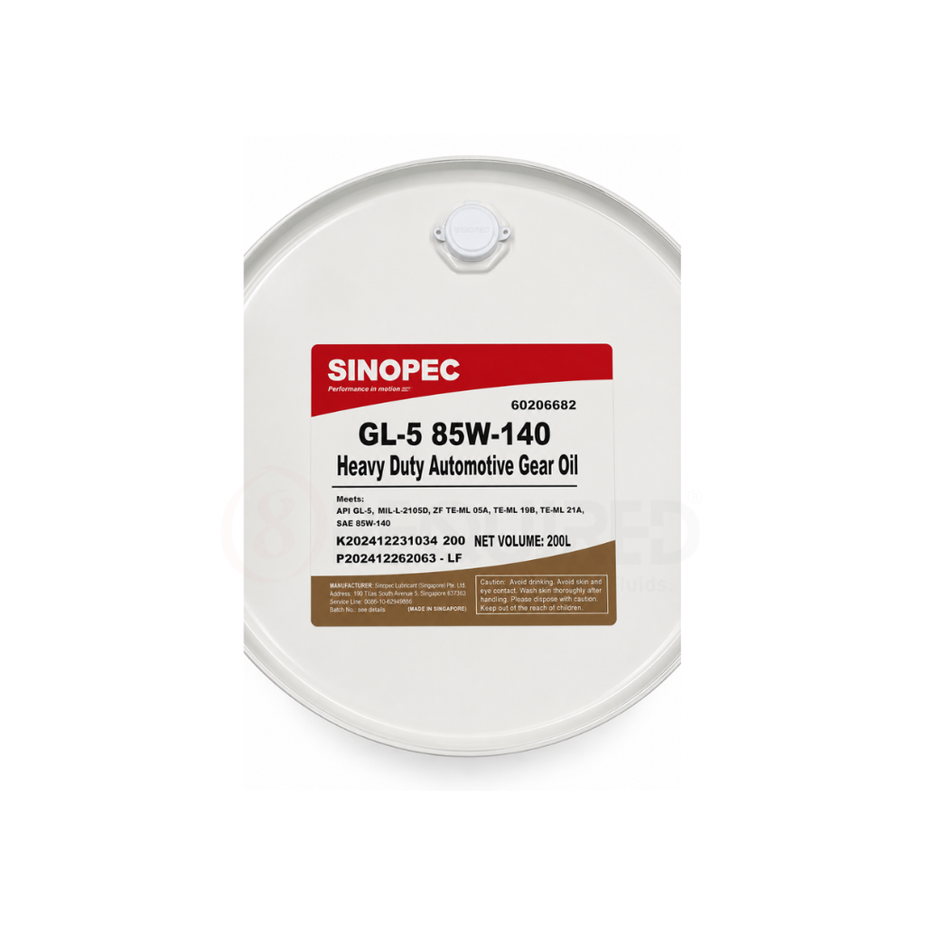 Sinopec heavy-duty automotive gear oil container on a white background