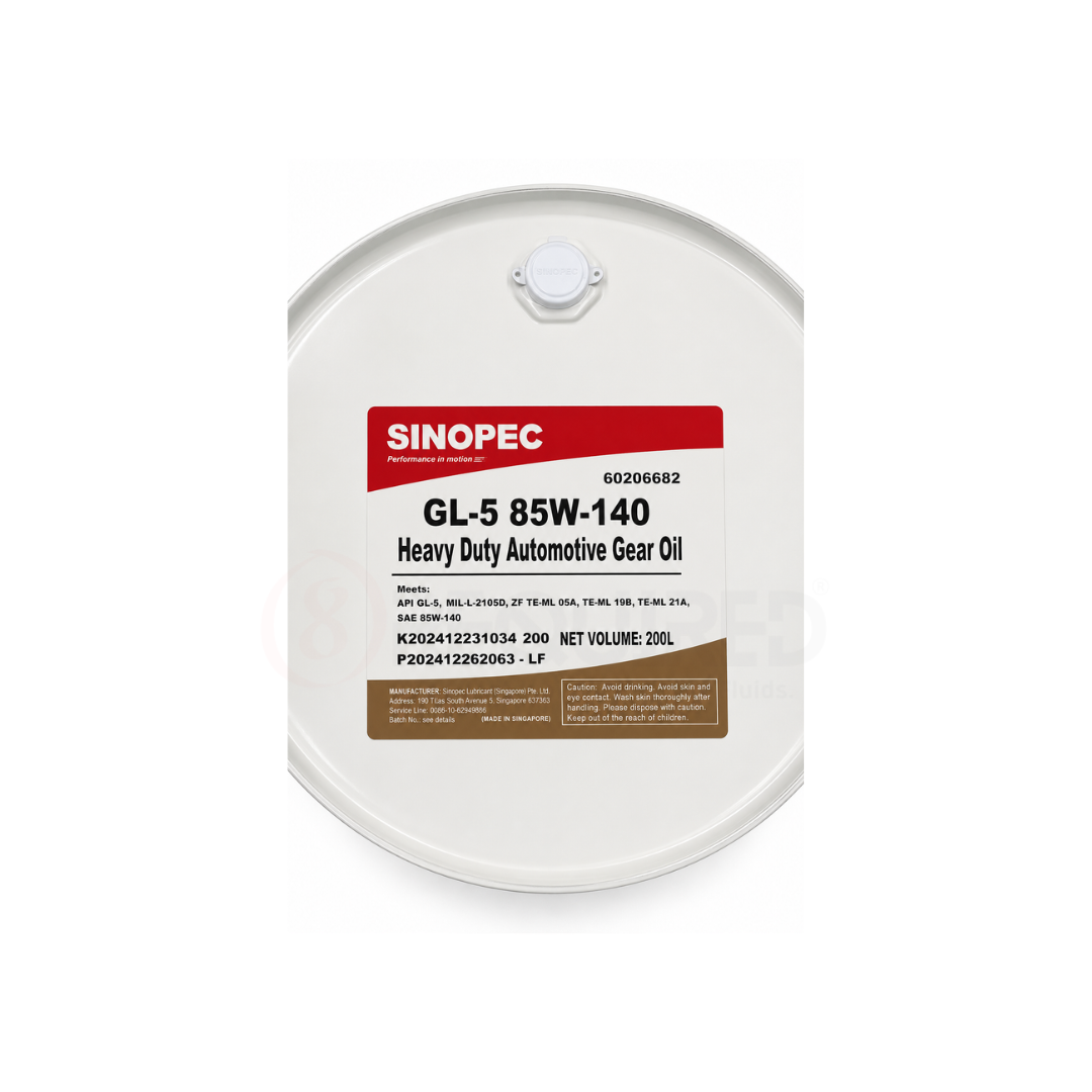 Sinopec heavy-duty automotive gear oil container on a white background